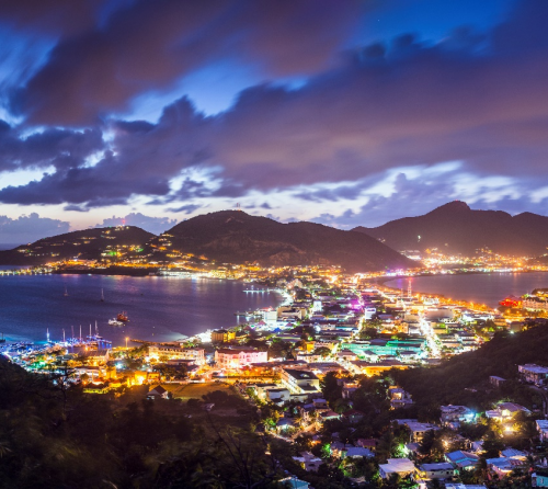 Night view of Philipsburg, St. Maarten